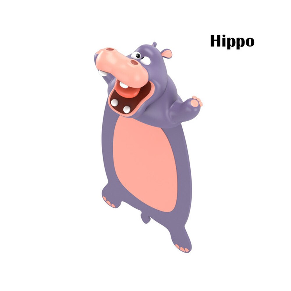 Marcapáginas de lectura de estilo Animal de dibujos animados en 3D, marcadores divertidos de PVC, suministros de papelería escolar, marcapáginas de para niños: hippo