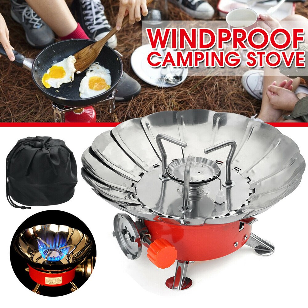 Tragbare Winddicht Camping Herde Gas Edelstahl draussen Herde Camping Kochen Herde für BBQ/Angeln, Camping Zubehör