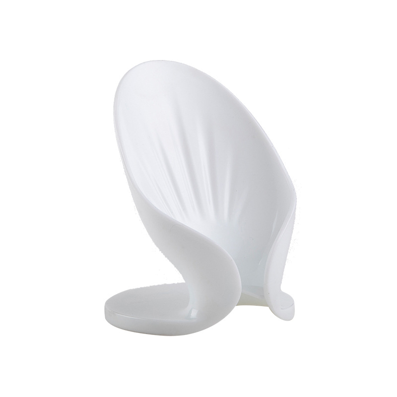 Boîte à Savon en Forme de Feuille avec Écoulement Porte-Savon, Accessoire de Salle de Bain, pour Toilette, Buanderie, Plateau de Support, Gadget, Fourniture de Lessive: White