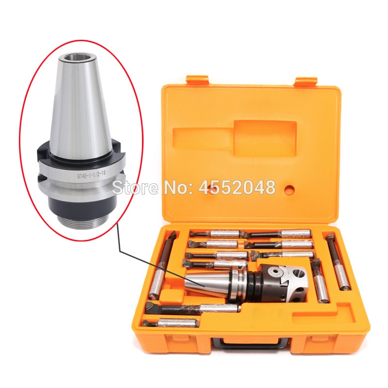 BT40 M16 jeu d'outils d'alésage BT40 cône, BT40-F1-18 tête d'alésage de 75mm avec tige BT40 et barres d'alésage de 12 pièces 18mm, jeu de têtes d'alésage
