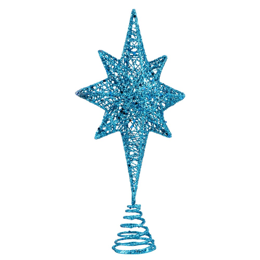 1Pc Xmas Eight Pointed Star Treetop Decor Christmas Tree Star Topper ((Golden): Blue