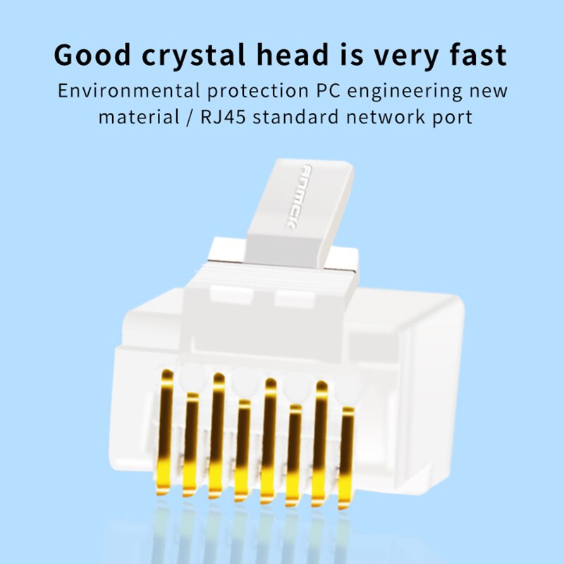 Anmck 10/20/30PCS Connector RJ45 Ethernet Cable Module Plug Network Connector RJ-45 Crystal Heads Cat6 50U Gold Plated Adapter