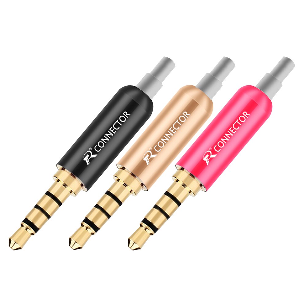 10pcs/lot Aluminum Tube 3.5mm 4 Poles Stereo Connector with Tails Gold Plated Male Plug Audio Jack 3.5mm R Connector: Mixed-White Tail
