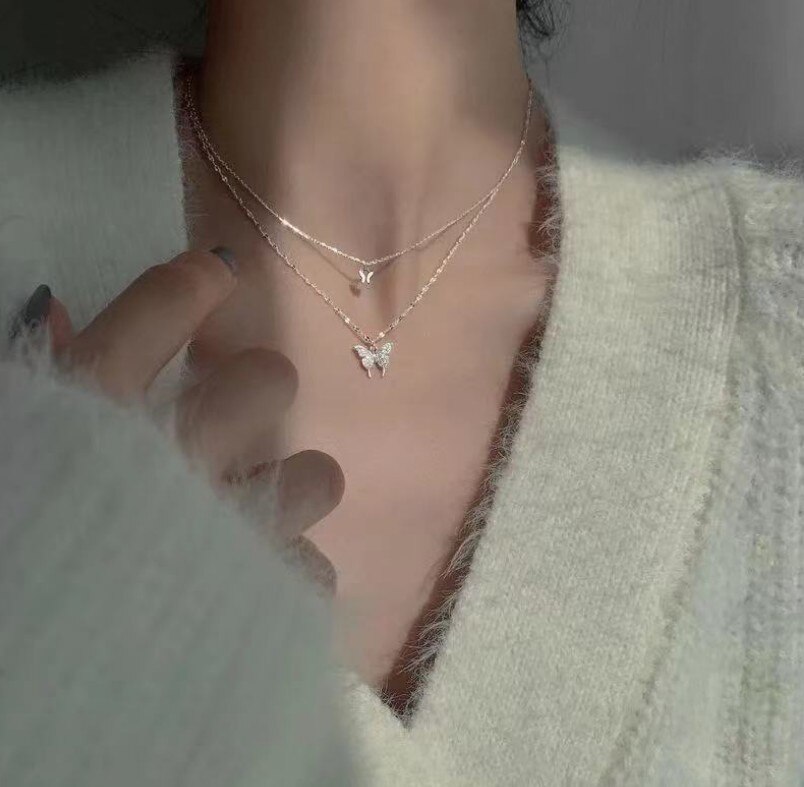 Trendy sommerfuglkvast halskæde hul nøglebenskæde enkel dame temperament smykker krave para mujer krave: 04
