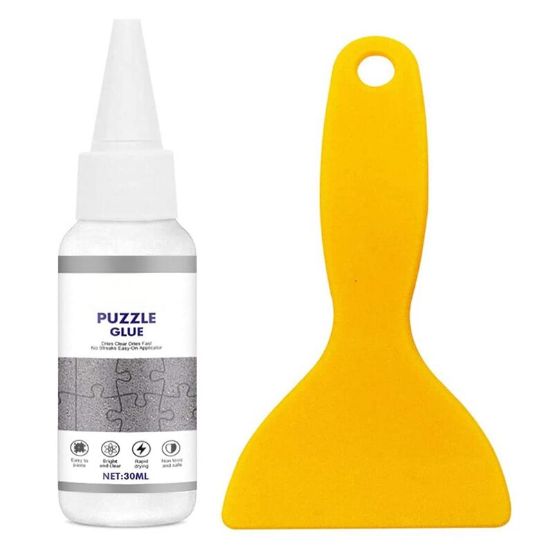 30/50/100ml Jigsaw Puzzle Glue with Trowel Applicator Transparent Liquid Jigsaw Puzzle Fixative Glue Laminates and Preserves NW