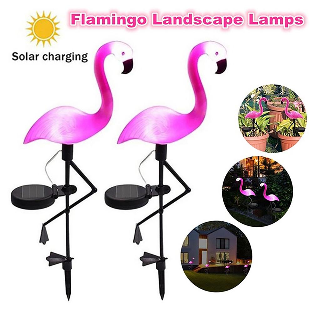 Led Solar Flamingo Stake Light Lantaarn Zonne-energie Pathway Lights Decoratieve Buitenverlichting Gazon Yard Lamp Voor Tuin Patio