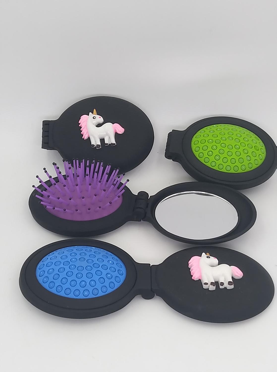 Licorne ou bonjour KT voyage brosse à cheveux peignes de Massage avec miroirs peignes de maquillage portables peignes de voyage style airbag peignes