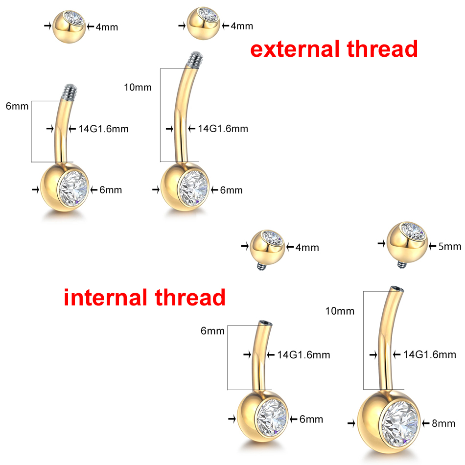 10 stks/partij G23 Titanium Navelpiercings Crystal Navel Barbell Ringen Buik Piercing Sieraden voor Sexy Vrouwen Navel Piercing 14G