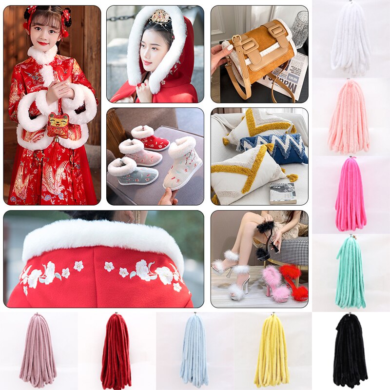1M Kunstmatige Konijnenbont Lint Tapes Diy Kleding Naaien Pluizige Bekleding Trimmen Stof Woondecoratie Faux Bont Naaien Kostuum cra
