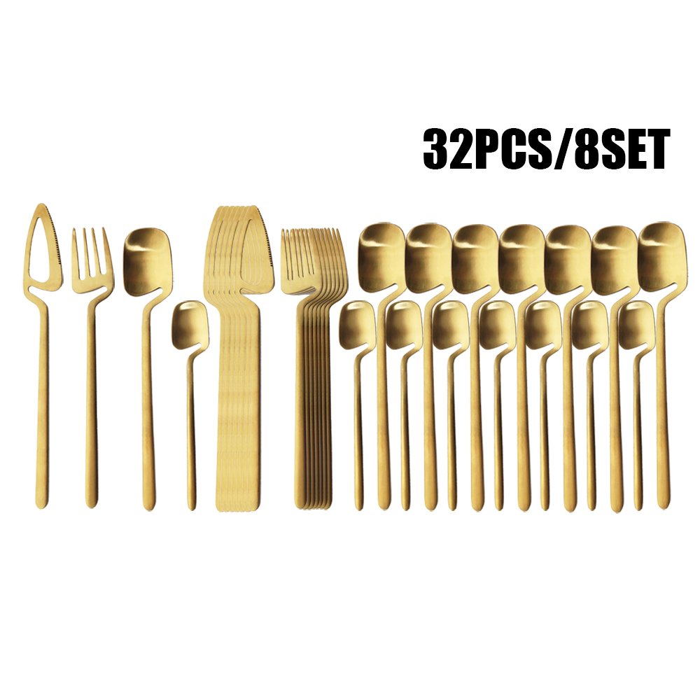 32 deler svart matt bestikksett 304 stk. rustfritt stål servisesett kniv gaffel skje middagssett bar fest kjøkken servise: Grønn
