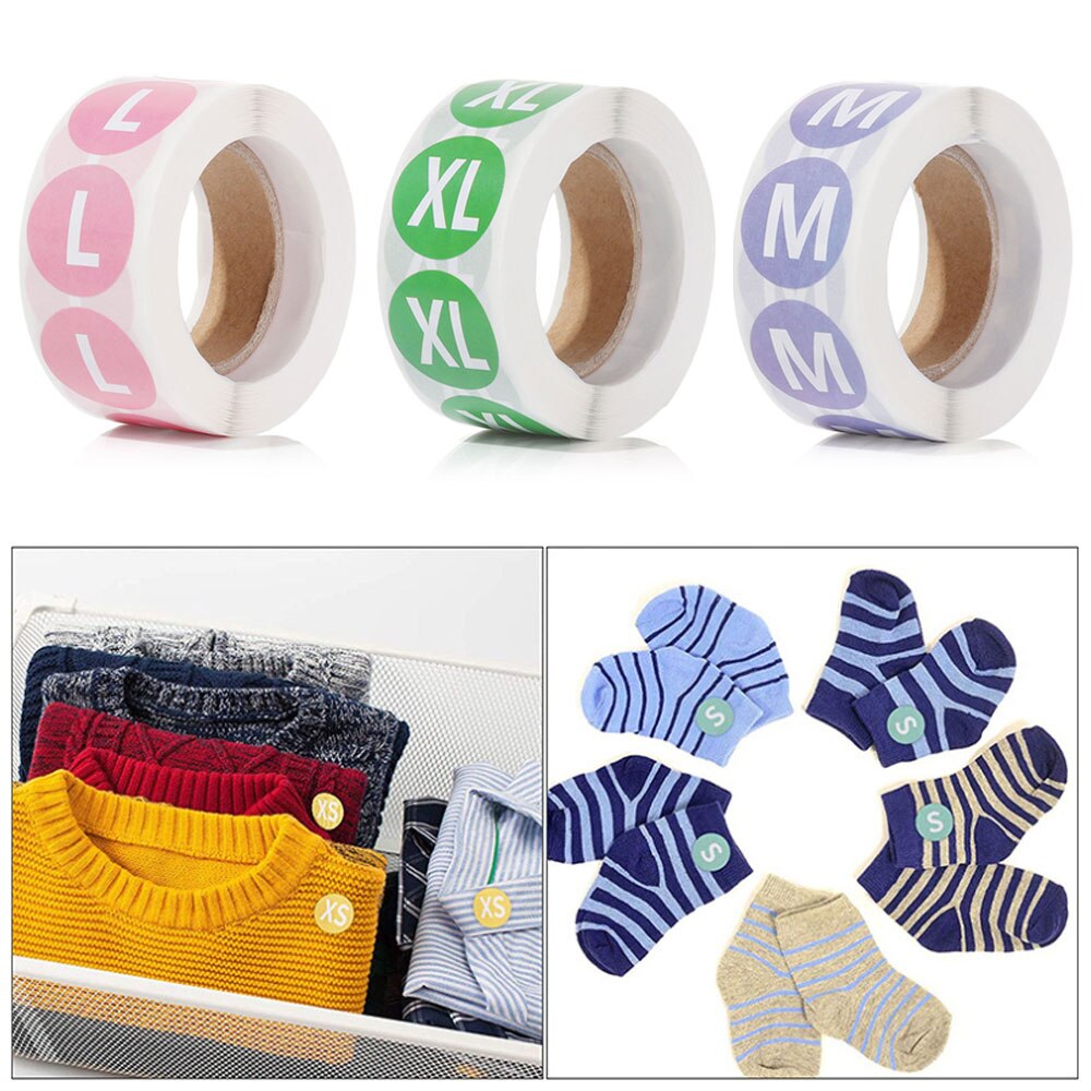 500pcs/Roll DIY Self Adhesive Sticky White Label Clothing Size XS-XXXL Sticker Writable Size Stickers Blank Note Label