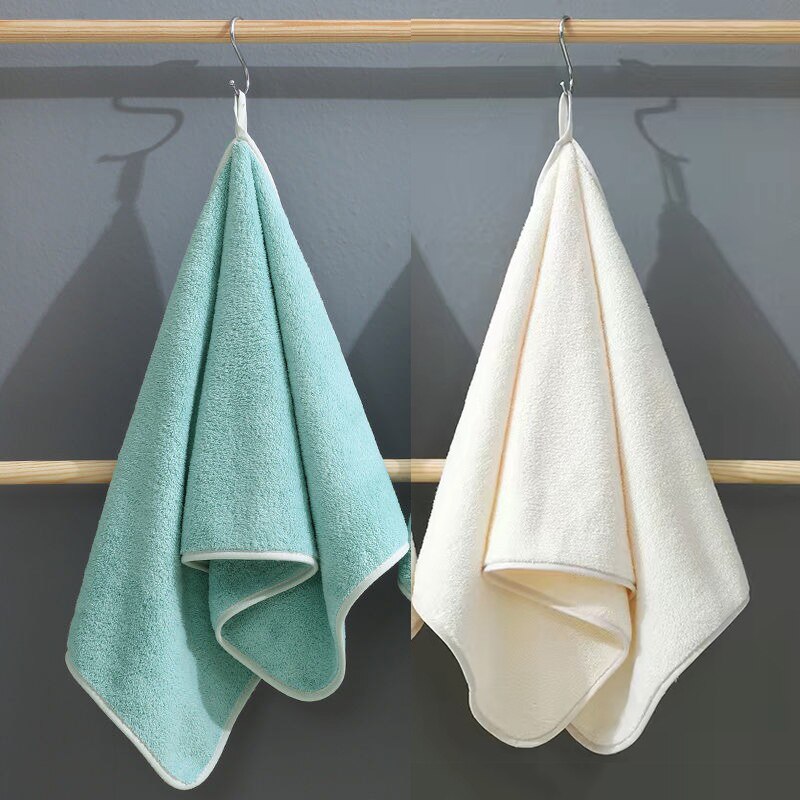 2 Pcs Soft Face Towels Pure Color Adult Face Towels High-density Coral Velvet Bathroom Bathing Absorbent Towel Bathroom Supply: Green and Beige