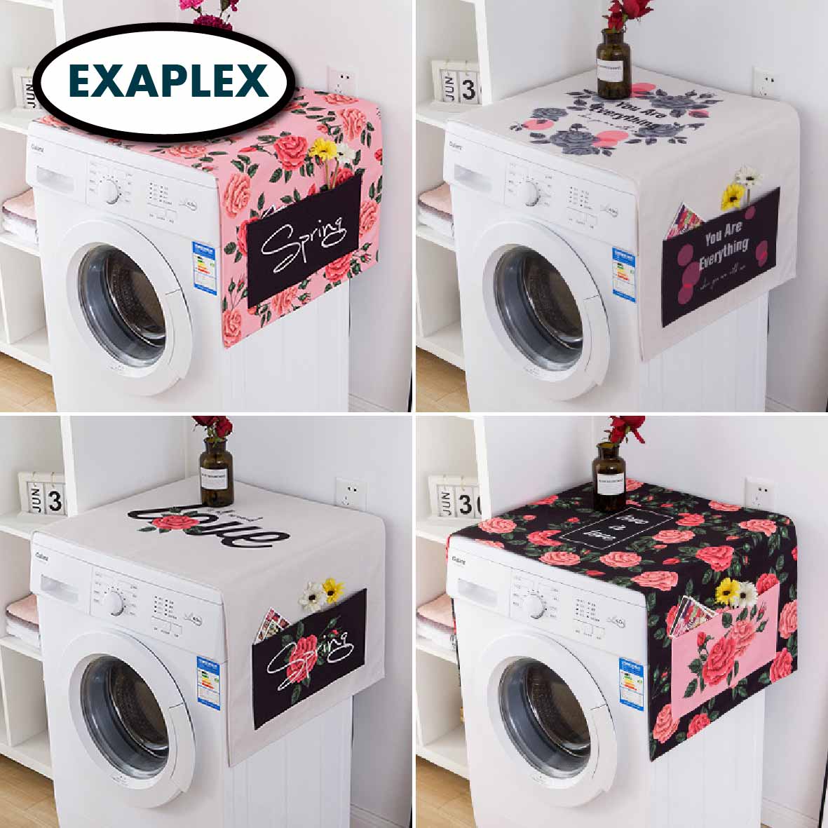 Dust Cover Washing machine Cotton linen Refrigerator leaves palm Japanese modern wave cover