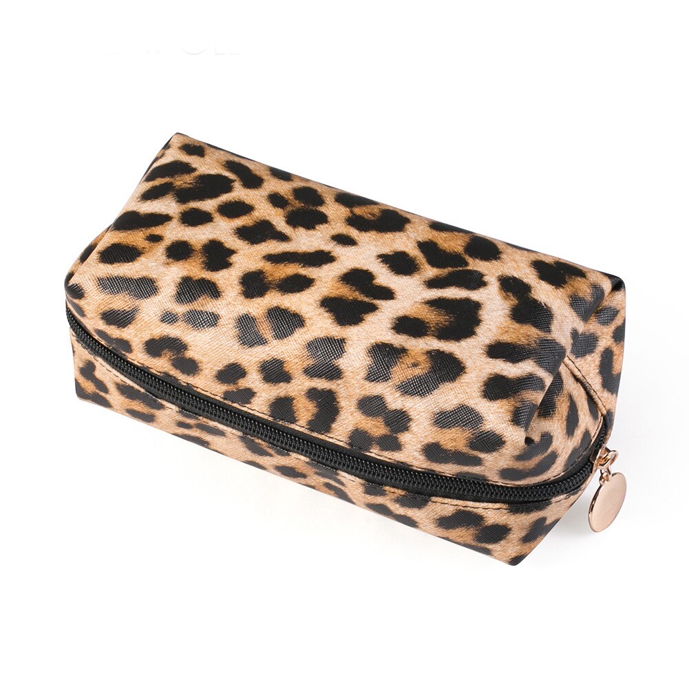 Frauen machen-hoch PU Leder Praktische Große Kapazität Organizer Multifunktionale Kosmetik Tasche Leopard drucken Lagerung Beutel