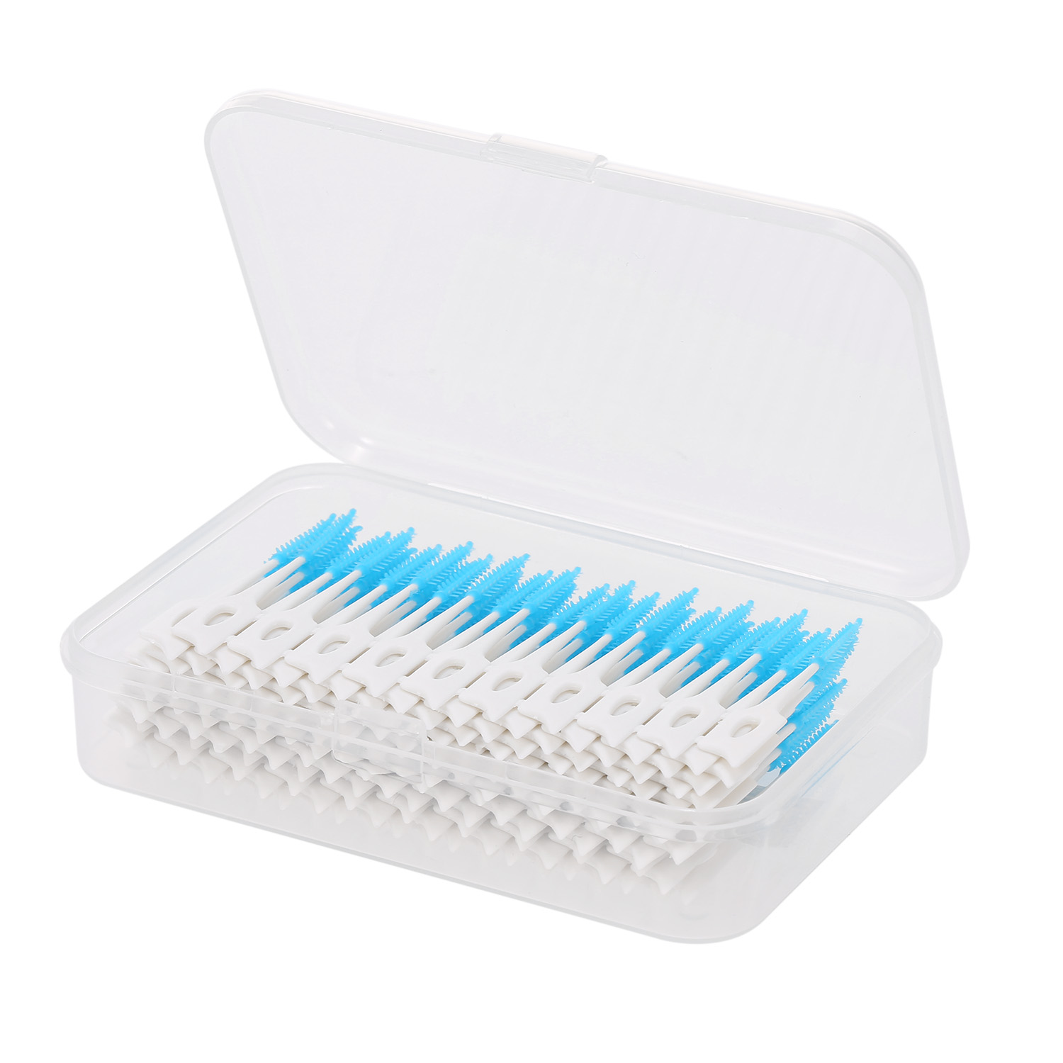 160 stk dobbelt-endet tandstikker tandtråd interdental børste tænder stick tandhygiejne værktøj bløde silikone tandstikkere: Blå