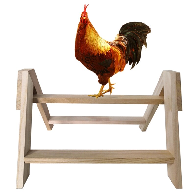 Chicken Perch Wood Stand for Pet Hens Large Bird Parrot Coop Roosting Handmade Wooden Tripod Stand