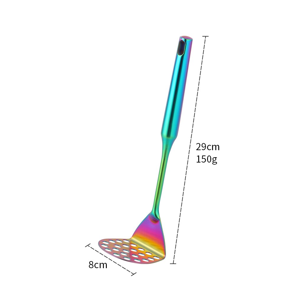 Pomme de terre Masher inox purée poussoir ustensiles de cuisine fruits légumes broyeur deux styles Presser Gadget de cuisine: Long-Rainbow0