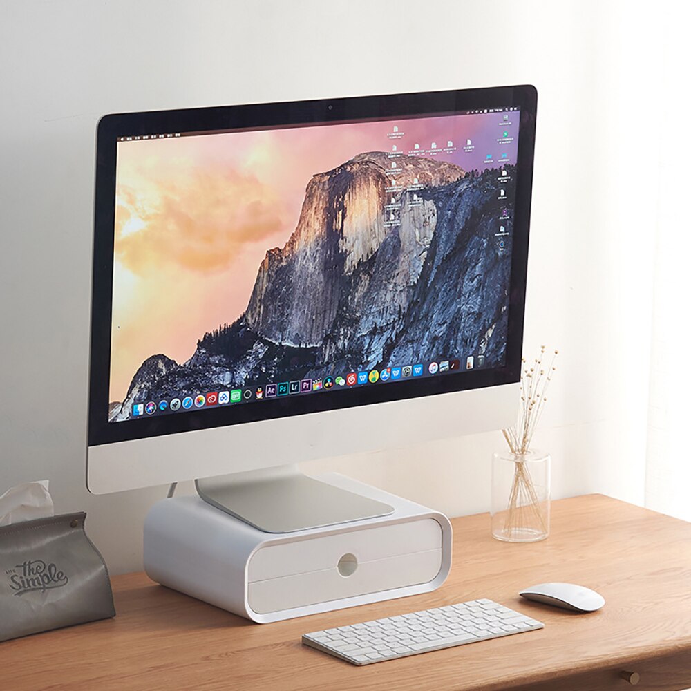 ABS Ergonomic Laptop Stand Desk Organizer Drawer Monitor Bracket Letter File Holder Home Office Accessories Table Storage Box