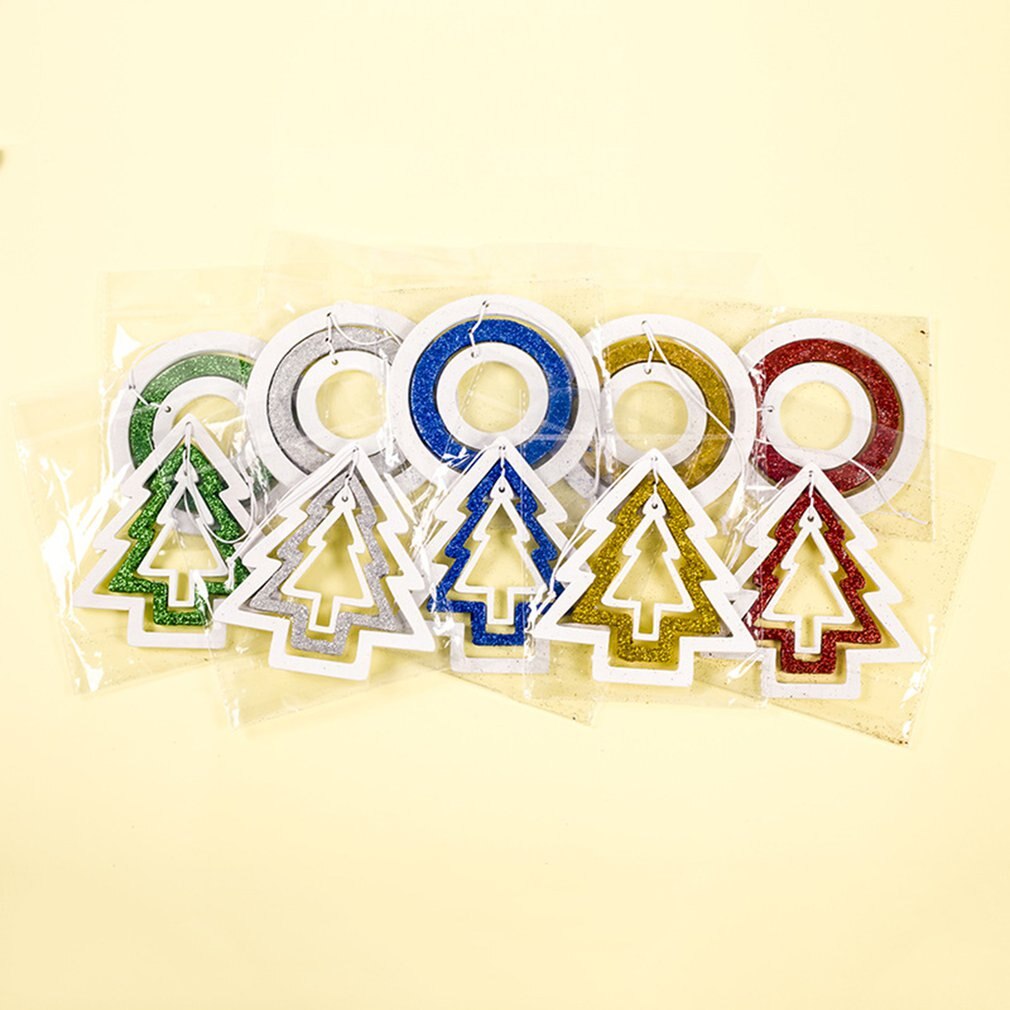 Christmas Wooden Gold Powder Ring Christmas Tree Decoration Pendant Ornaments Family Closet Wooden Sign