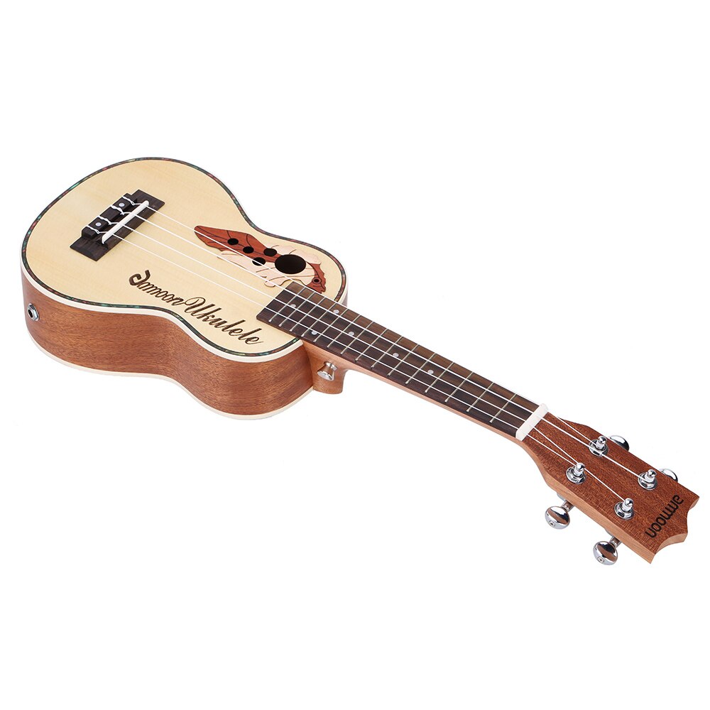 ammoon Spruce 21" Acoustic Ukulele 15 Fret 4 Strings Stringed Musical Instrument with Built-in EQ Pickup