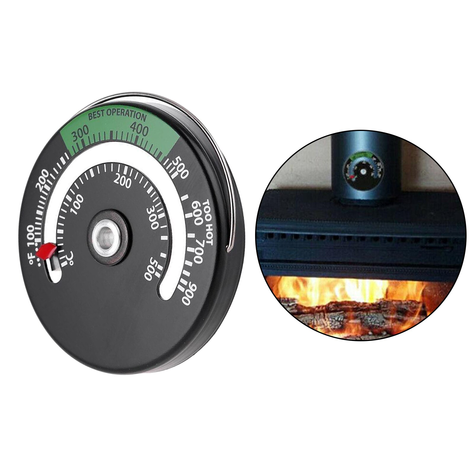 Magnetic Stove Flue Thermometer Wood Burning Temperature Gauge Stove F/C