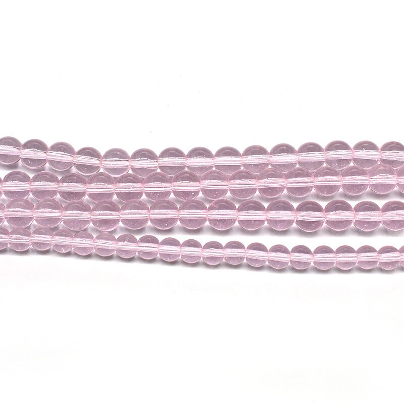 Roze Glas Kralen Gladde Ronde Losse Spacer Kralen Voor Sieraden Kristal Diy Maken Armband Accessoires 15 &#39;&#39;4 6 8 10 12Mm