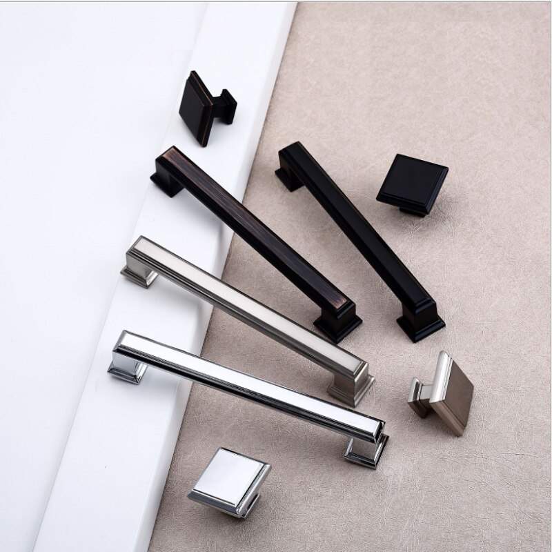 Cabinet Handles Modern Cabinet Handle Square Furniture Hardware Stainless Steel Kitchen Door Knob Cupboard Wardrobe Drawer Pulls