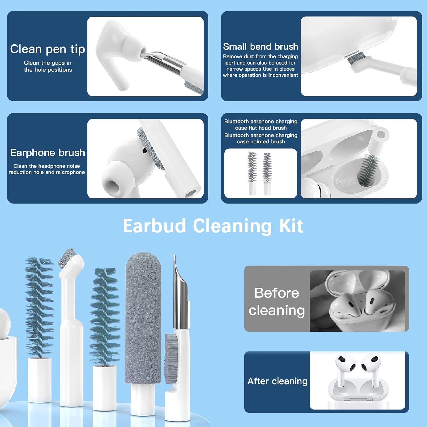 32-in-1 Keyboard Cleaning Kit For MacBook Laptop Computer Multi-Device Cleaner For Mobile Phones Airpod Earphones Camera Lens