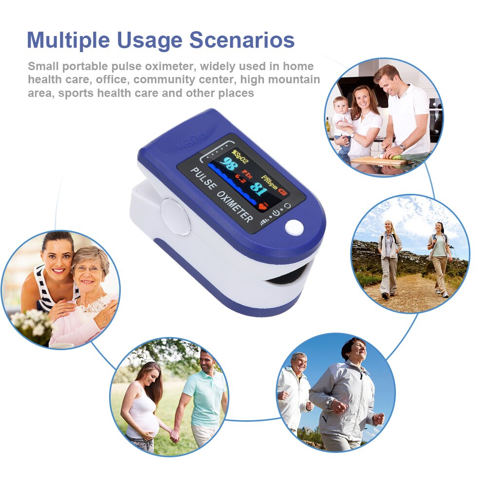 Digital Oximeter Fingertip Pulse LED Display Blood Oxygen SpO2 Finger Oximeter Saturation Fingertip Monitor Measurement Meter