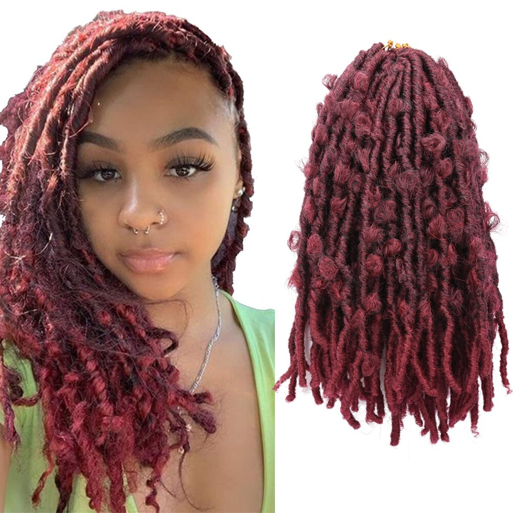 Butterfly Locs Crochet Hair 12inch Synthetic Distressed Faux Locs Crochet Braids Pre Looped Natural Messy Pre-twisted Braids: T1B/Burgundy / 3Pcs/Lot