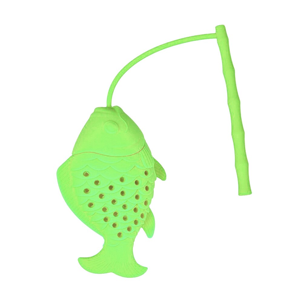 Fisk silikon infuser teblad sil filter diffuser köksredskap: Grön