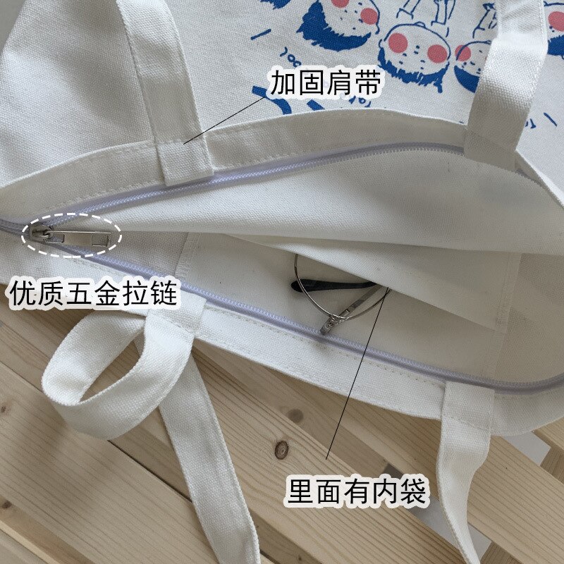 Canvas Vrouwen Schoudertassen Grote Capaciteit Dames Boodschappentas Leuke Cartoon Meisjes Student Handtassen Reizen Casual Tote