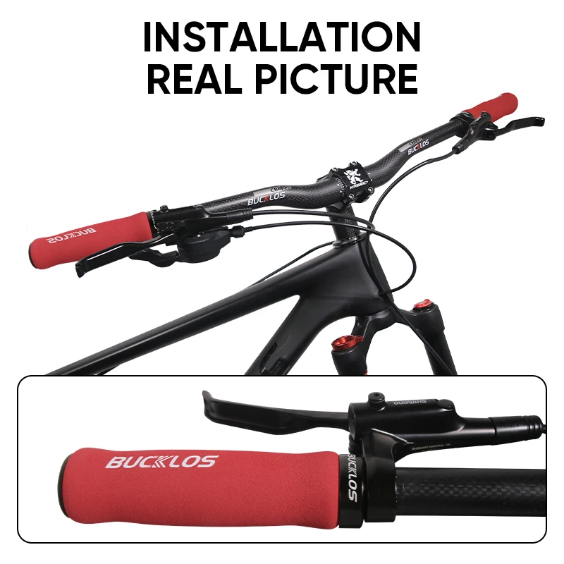 BUCKLOS Mtb Bicycle Grips Sponge Shock-absorbing Cycling Handlebar Sleeve Antislip Bike Handlebar Grip Comfort BMX Parts: Red