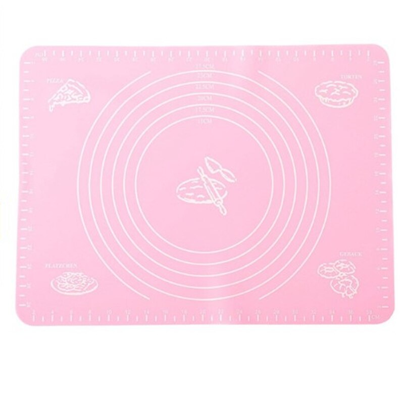 Tvålknådningsmatta skiva pizzaplåt kök bakformsdyna bakning silikonmaskin fondant linjal mjuk macaroo ugn kaka bakverk: Rosa 40 x 30cm