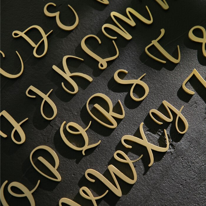 DIY Golden Brass Letters Wall Decoration / Door Plates Villa Hotel Sign Plates Dormitory Home