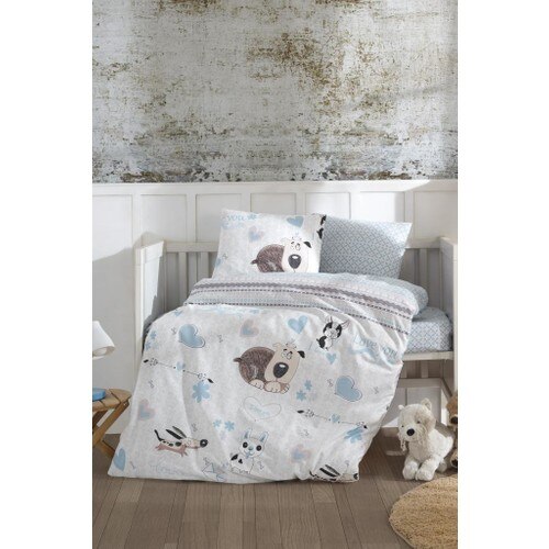 Lady Baby Sweety Dogs Blue Baby bed Set