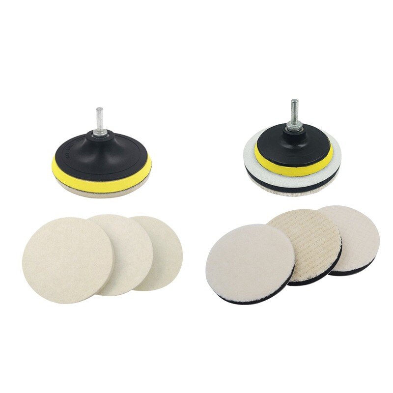 3Pcs 5inch Wool Polishing Buffing Pad Bonnets and Backing Pad with Drill Adapter Kit for Polishing Auto Car Glass Plastic Metal