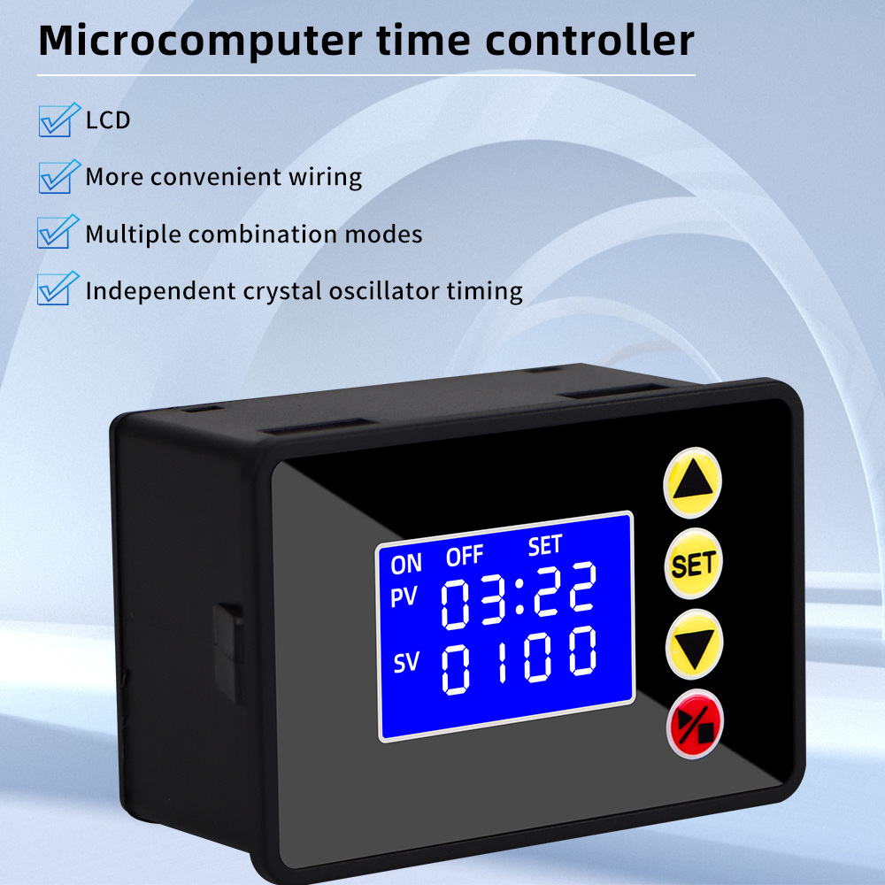 Tidstimer mikrodator tidskontroller  ac 110-220v dc 12v 24v- timmarsräknare lcd digital display programmerbar timer tidsgrafik