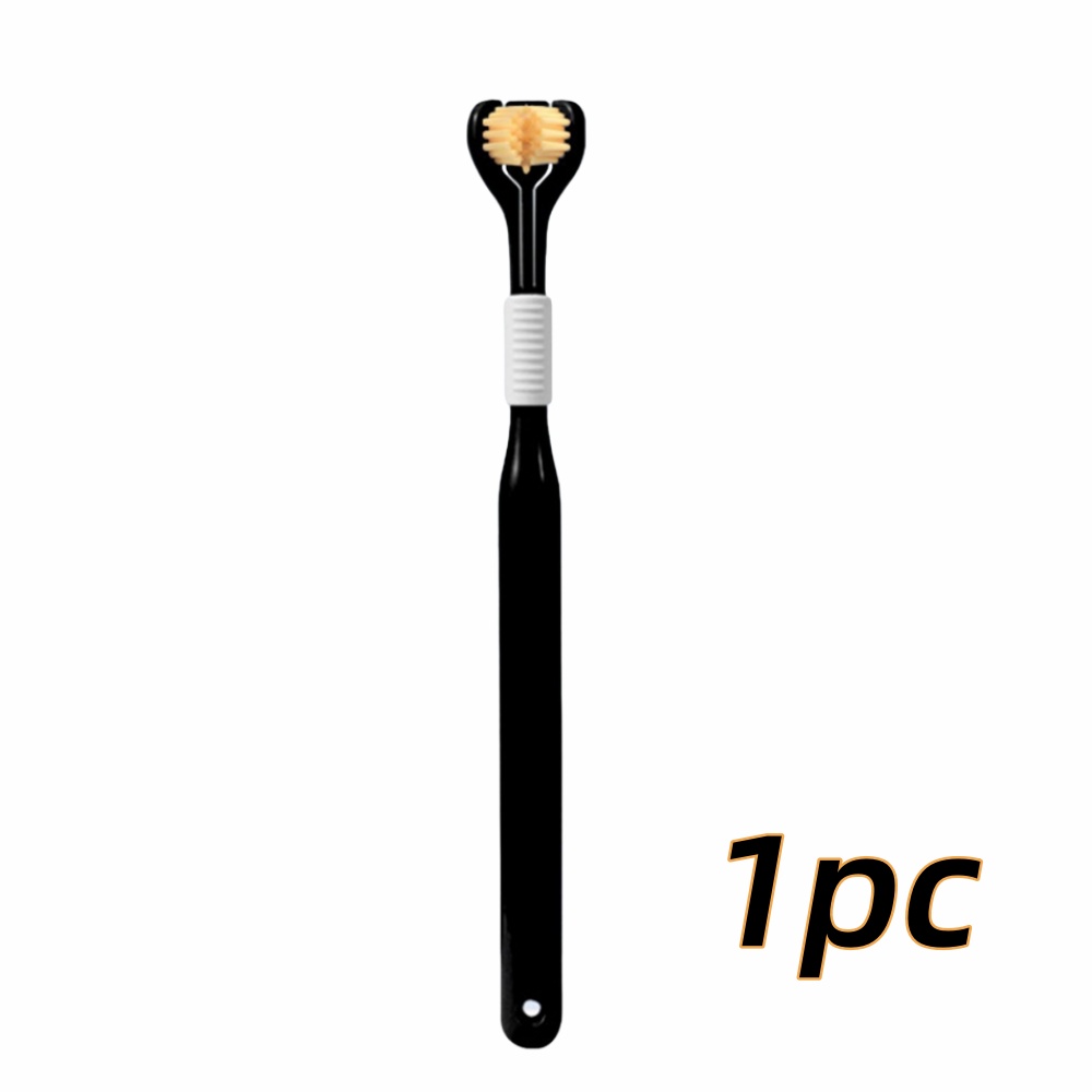Cepillo de dientes de 3 lados de cerdas suaves, limpieza suave, cepillo de dientes para adultos para el cuidado completo de las encías, sensorial para autismo, herramienta de salud bucal, 4 Uds.: YELLOW