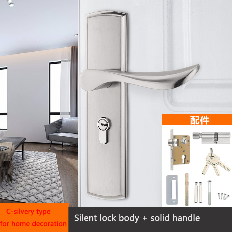 Slaapkamer Deurslot Set Intern Huis Met Sleutel Hout Veiligheidsdeurslot Voor Huis Deuren Knoppen Voor Deur Interieur Huis Beveiligingsslot: Zilver