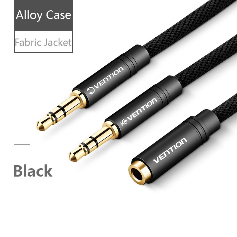 Drag 3.5 Mm Aux Kabel Audio Y Splitter Kabel Jack 3.5 Female Naar Dual Oortelefoon Hoofdtelefoon Splitter Cord Voor laptop Headset: BBL-Fabric / 0.6m