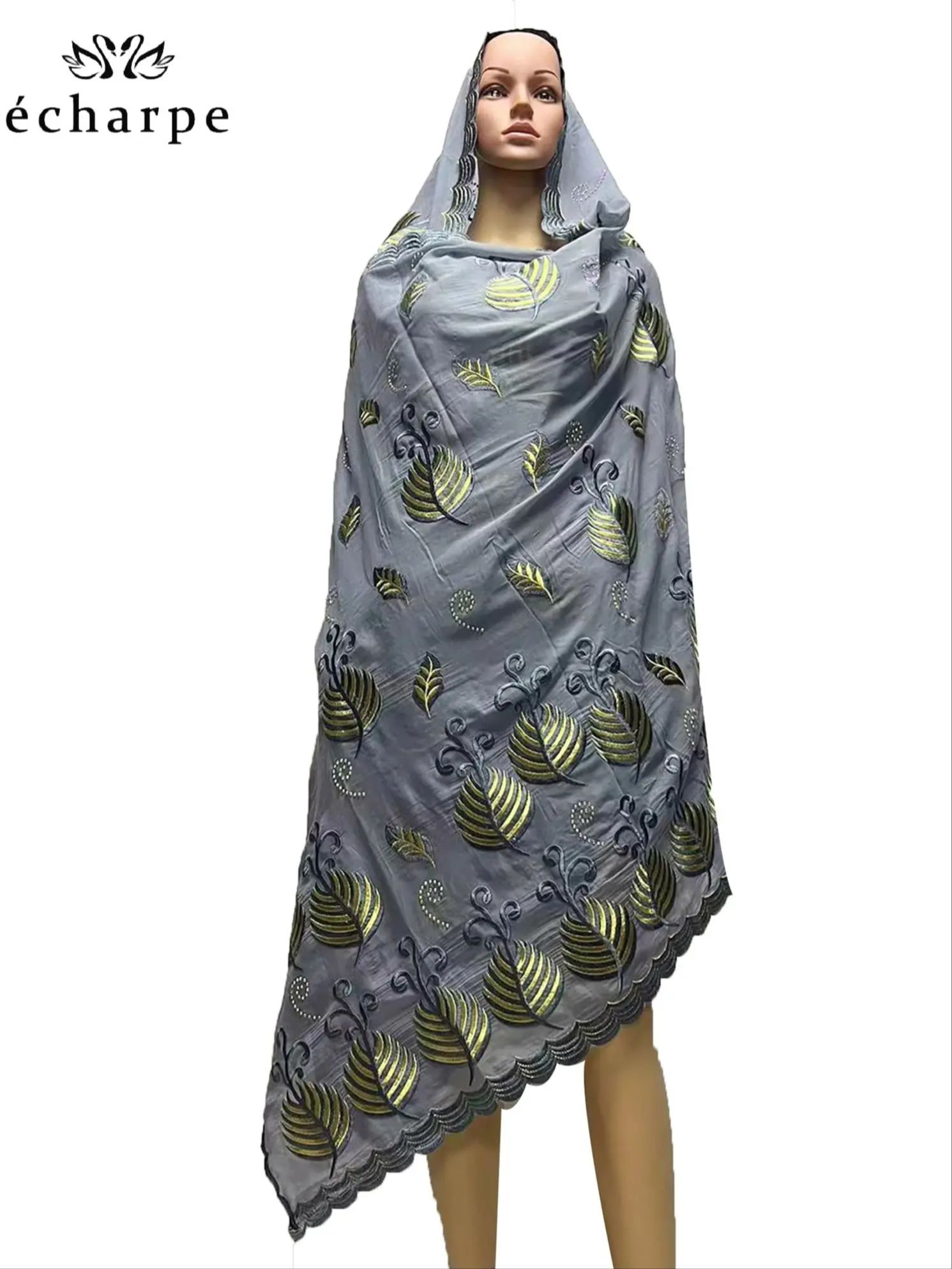 Hoogwaardig Stof Afrikaanse Vrouwen Sjaal Pashmina Tulband Bid 100% Katoen Geborduurde Sjaal Wrap Moslim Feest Hijab Voor Dame