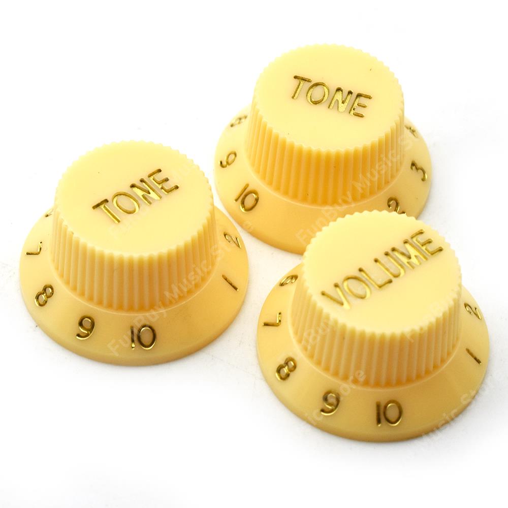 Wielokolorowy pokrętła regulacji prędkości gitary elektrycznej przyciski garnka na gitarę (1 głośność i 2 Tony zestaw): krem B 2T1V