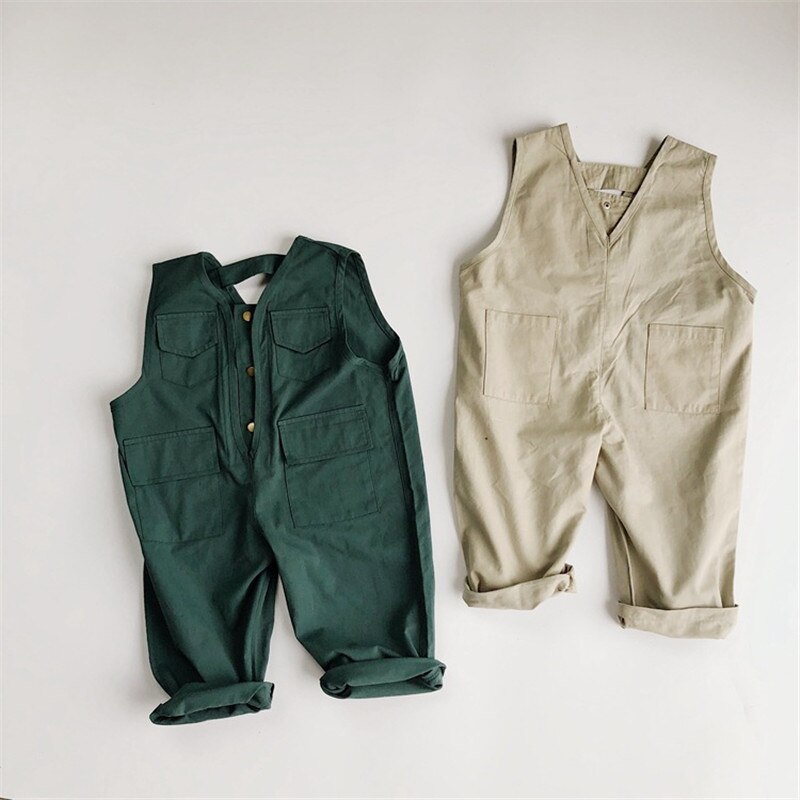 Peuter Kids Meisjes Jongens Overalls Koreaanse Mode Mouwloze Single Breasted Rompertjes Jumpsuit Kinderen Clothings HD05
