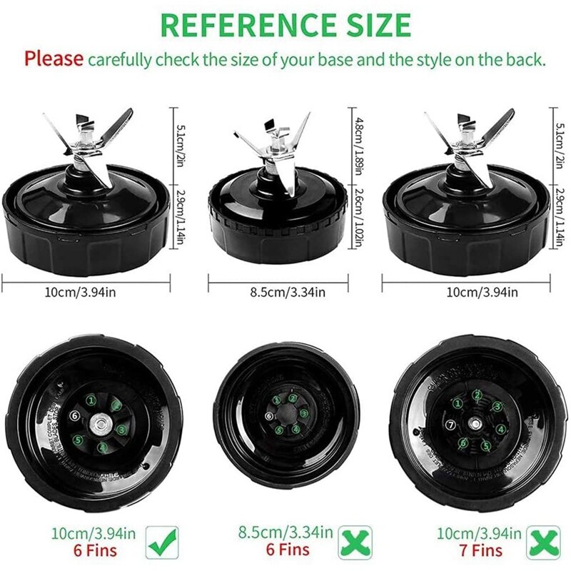 2PCS 6Fins Replacement Extractor Blade for Nutri Ninja Blender Blade Assembly Fits Auto-IQ BL450-70 BL451-70 BL482-70