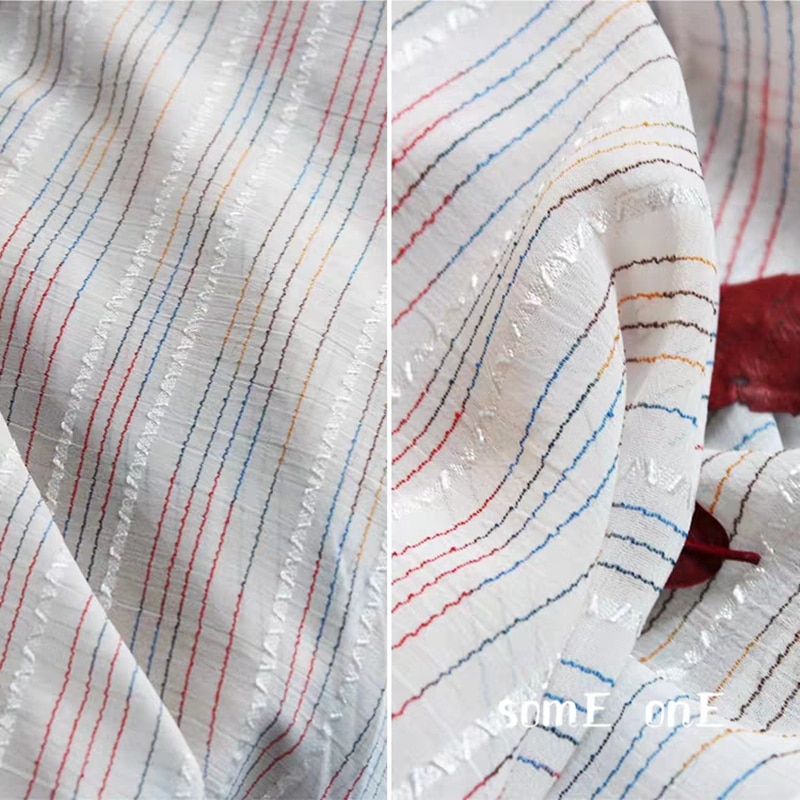 50 x 140cm farve striber hvid chiffon stof gør-det-selv patchwork sy skjorte dukke indretning kjole high-end tøj stof