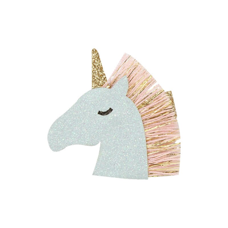 Kids Unicorn Hairpins Glitter Bow Star Hair Clips for Girls Children Headwear Barrettes Little Girl Hair Accessories: blue unicorn