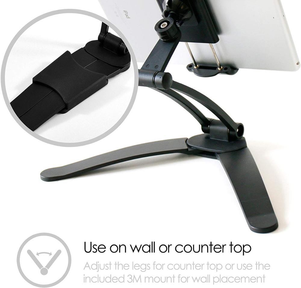 2-in-1 Tablet Stand - Foldable Aluminum Alloy Kitchen Mount & Desktop Holder - 360° Rotating for 4-11" iPad Mini