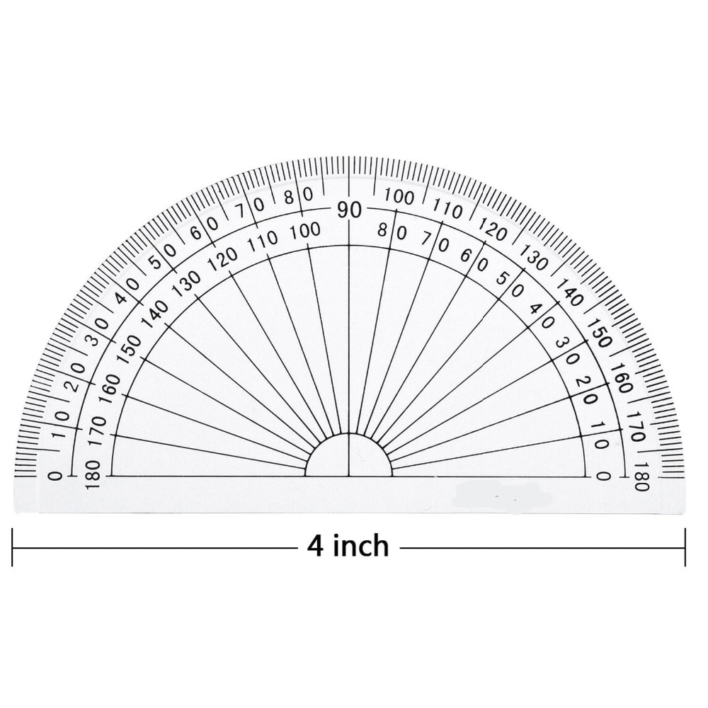 20 Pack Plastic Protractor, 180 Degrees Protractor for Angle Measurement Student Math, 4 Inches, Clear