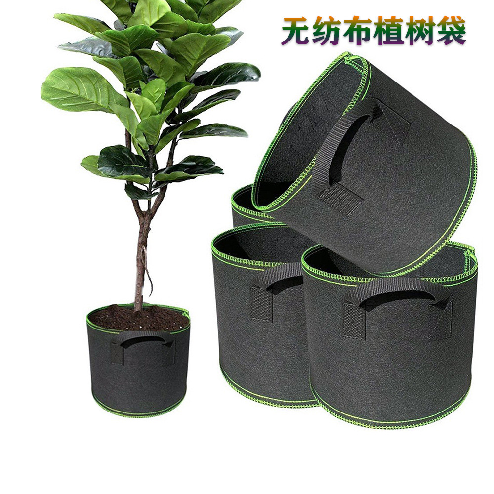 Bolsas de cultivo de plantas no tejidas de 1 a 15 galones, bolsas de cultivo de siembra de vegetales con mango, maceta de tela, suministros de jardín